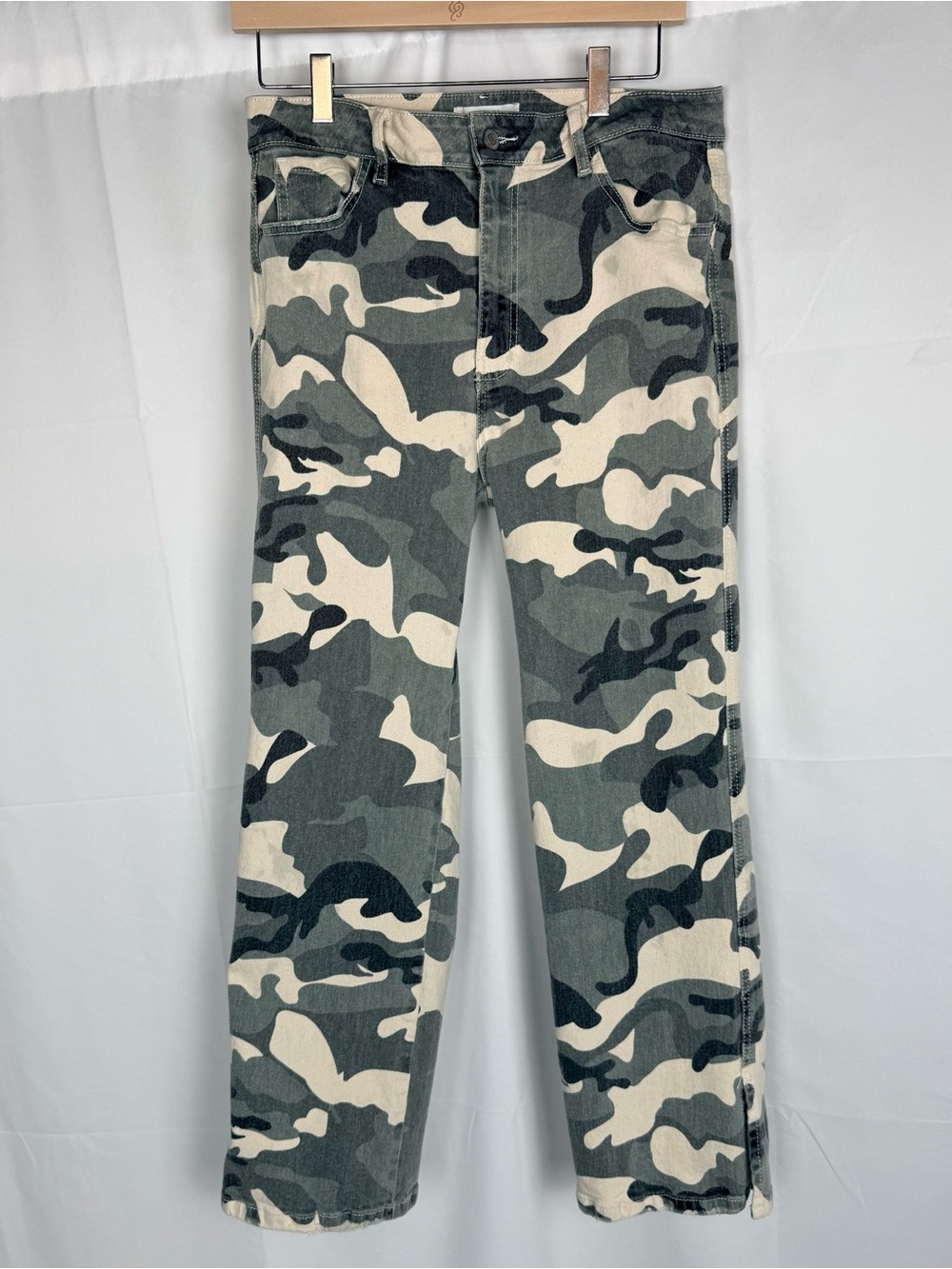 Dirty Jeans  Camo Straight Leg Denim Pants Tinted Dirty Wash Size 12